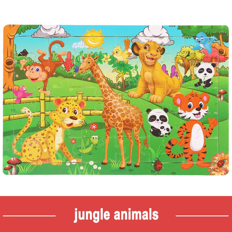 Logic Thinking Intellectual Wooden Game Puzzle Jigsaw Animal Vehicle Cartoon Early Educational Toys For Kids Children Gift