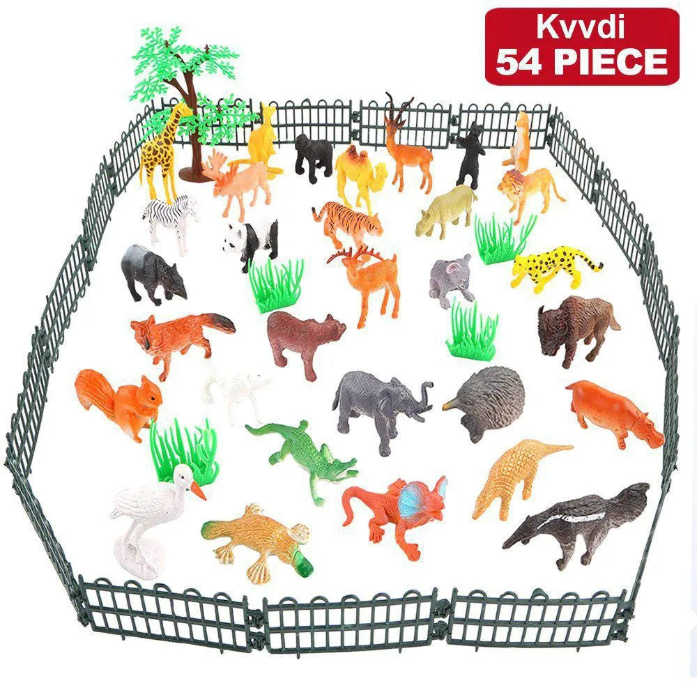 Mini Jungle Animal Toys Set  Realistic Wild Plastic Animals