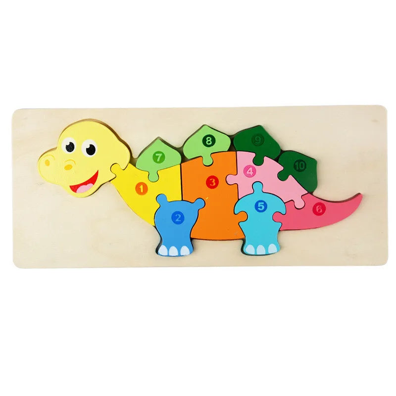 Baby Toys Wooden Puzzle Cute Animals Shape Matching