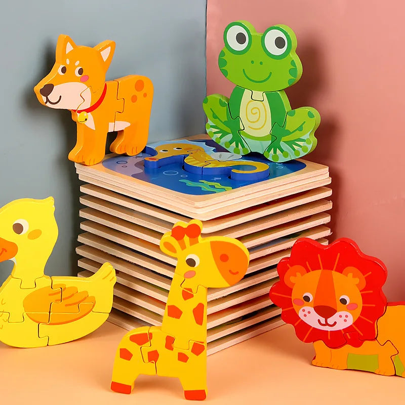 Kids Montessori Toys 3D Wooden Puzzle Animals