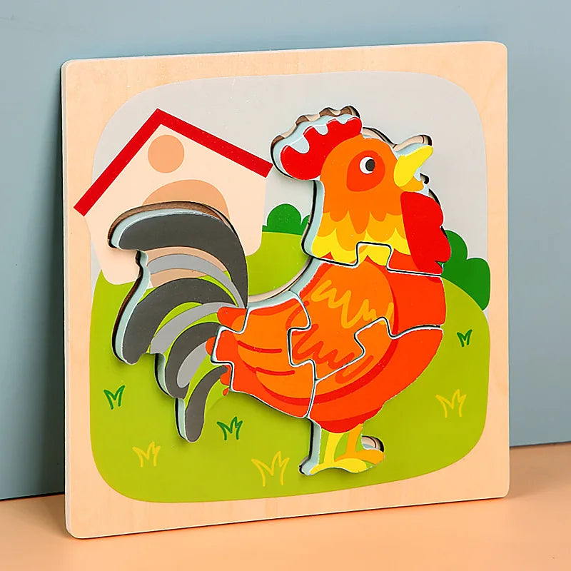 Kids Montessori Toys 3D Wooden Puzzle Animals