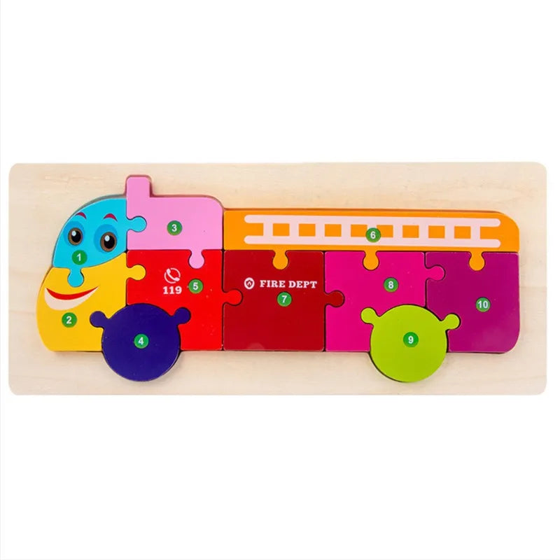 Baby Toys Wooden Puzzle Cute Animals Shape Matching