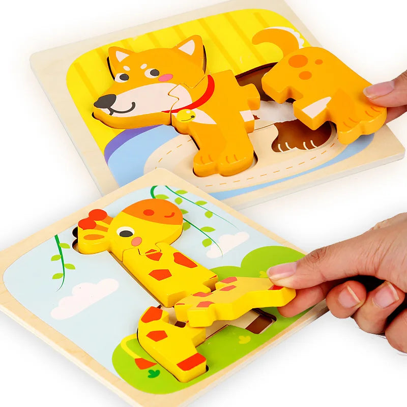 Kids Montessori Toys 3D Wooden Puzzle Animals