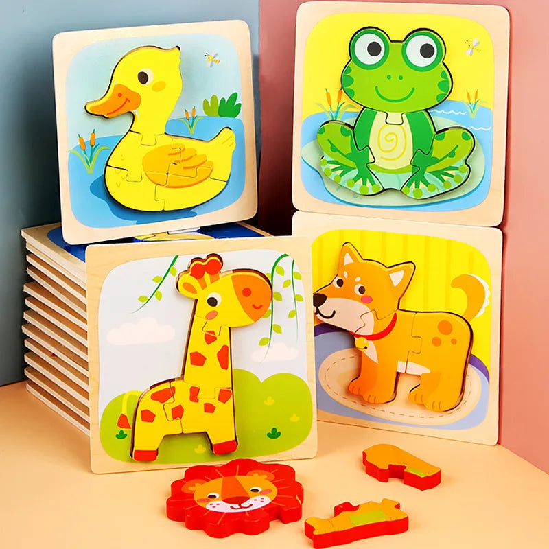 Kids Montessori Toys 3D Wooden Puzzle Animals