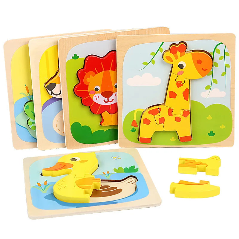 Kids Montessori Toys 3D Wooden Puzzle Animals