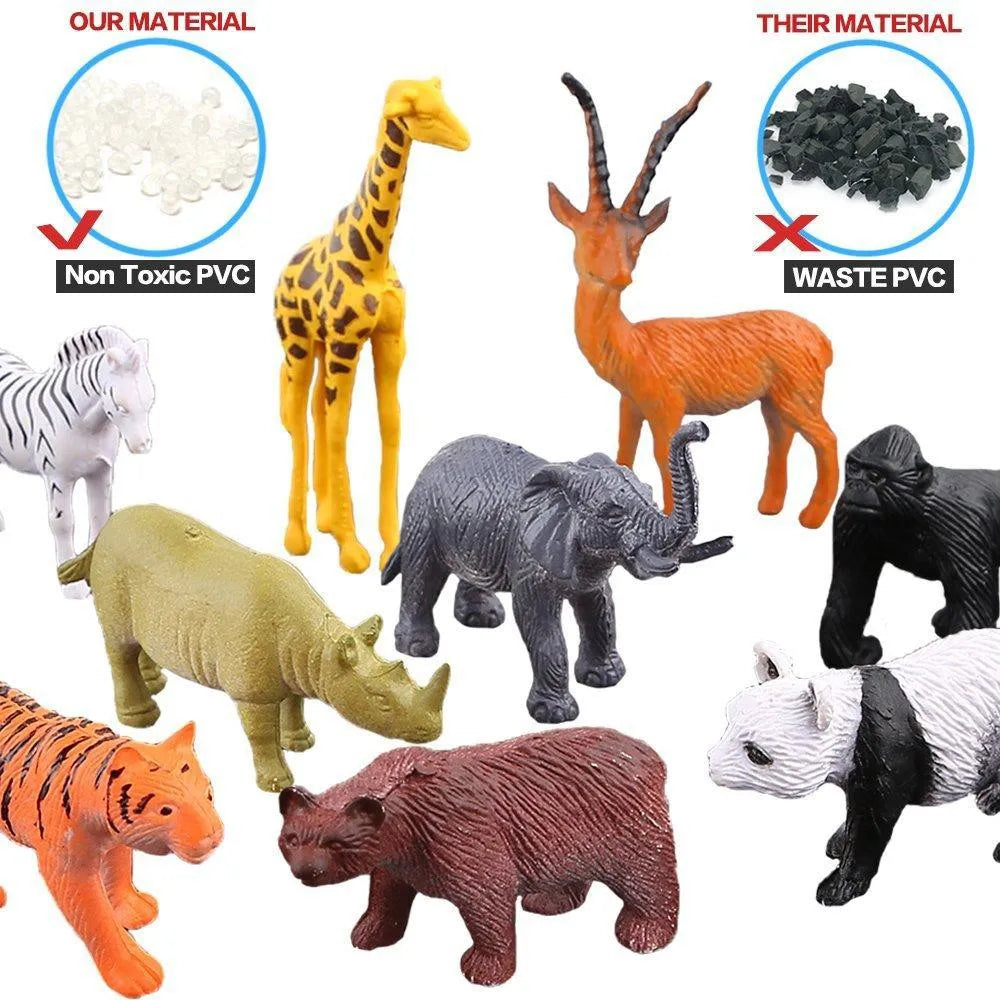 Mini Jungle Animal Toys Set  Realistic Wild Plastic Animals