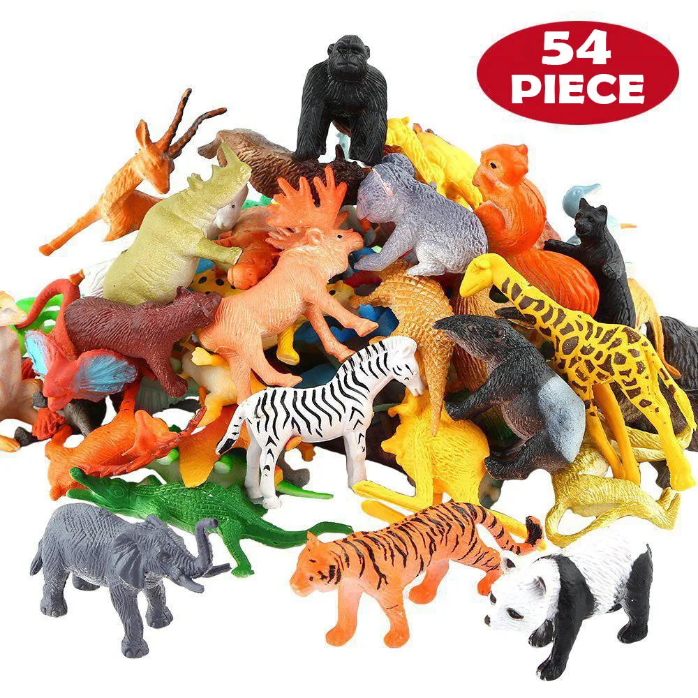 Mini Jungle Animal Toys Set  Realistic Wild Plastic Animals