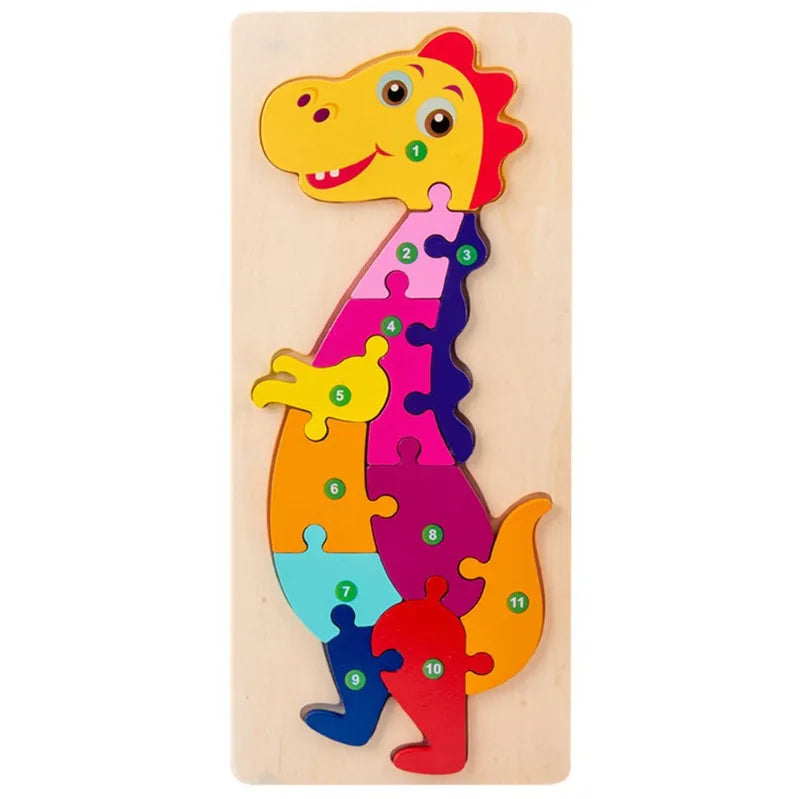 Baby Toys Wooden Puzzle Cute Animals Shape Matching