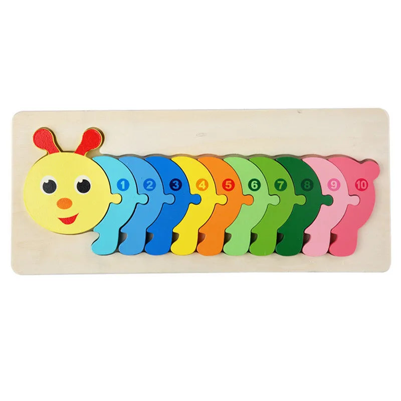 Baby Toys Wooden Puzzle Cute Animals Shape Matching