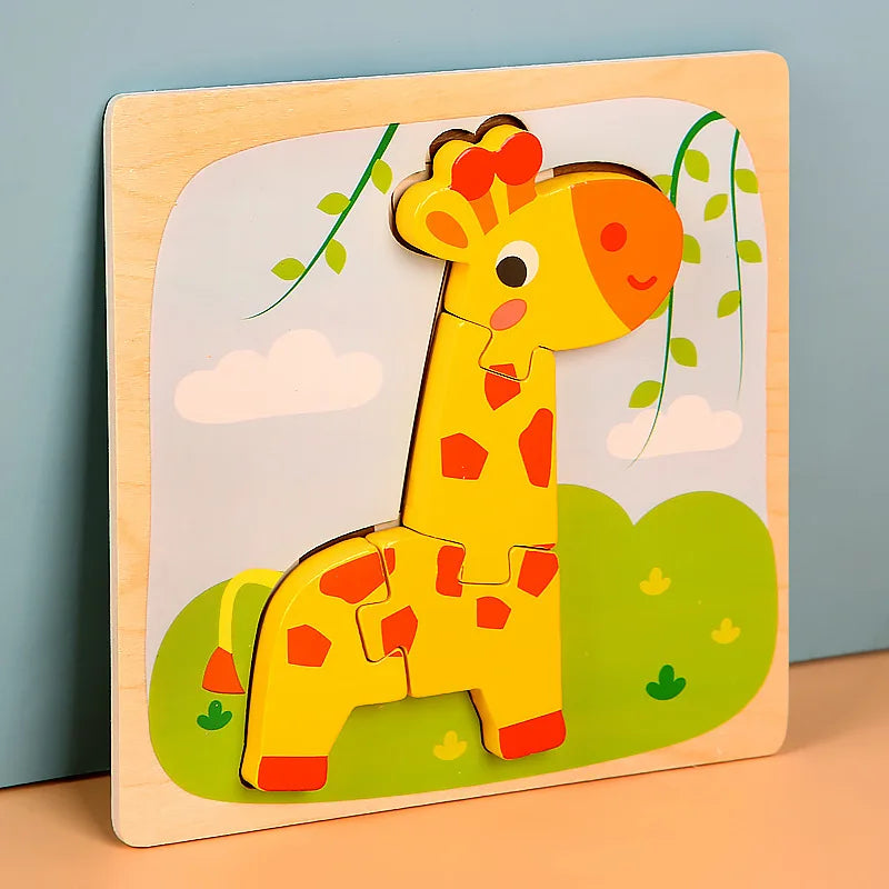 Kids Montessori Toys 3D Wooden Puzzle Animals