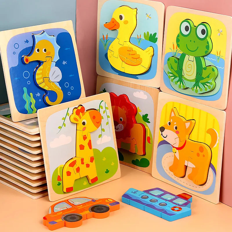 Kids Montessori Toys 3D Wooden Puzzle Animals