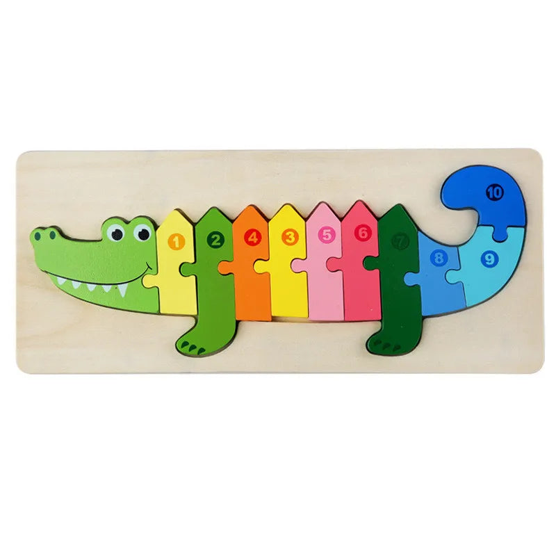 Baby Toys Wooden Puzzle Cute Animals Shape Matching