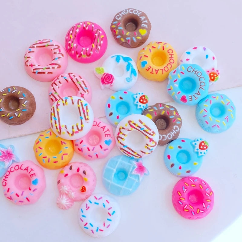 Cute Mini Lovely Doughnut Bread Flat Back Resin