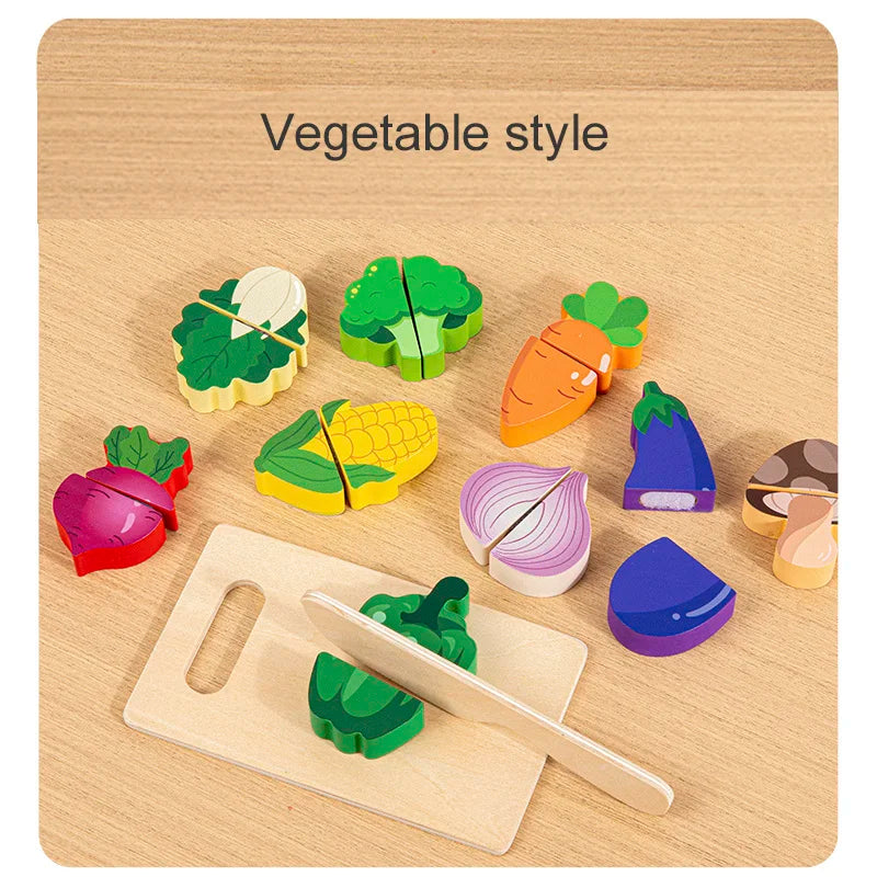 Simulation Kitchen Pretend Toy Wooden Vegetable Food Set