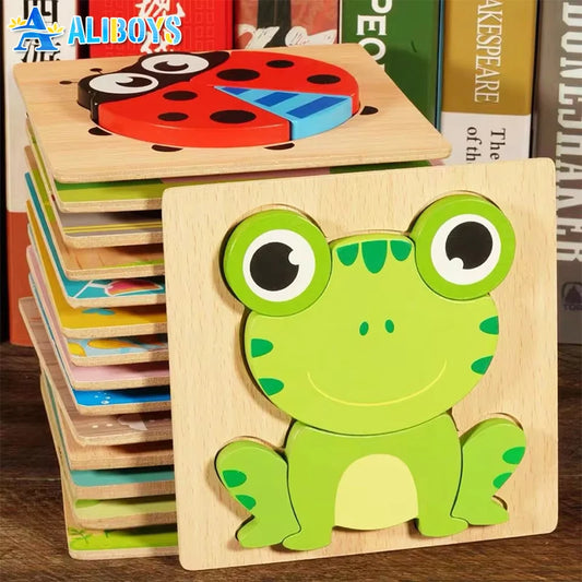 Montessorri Wooden Toy 3D Puzzle Cartoon Animals