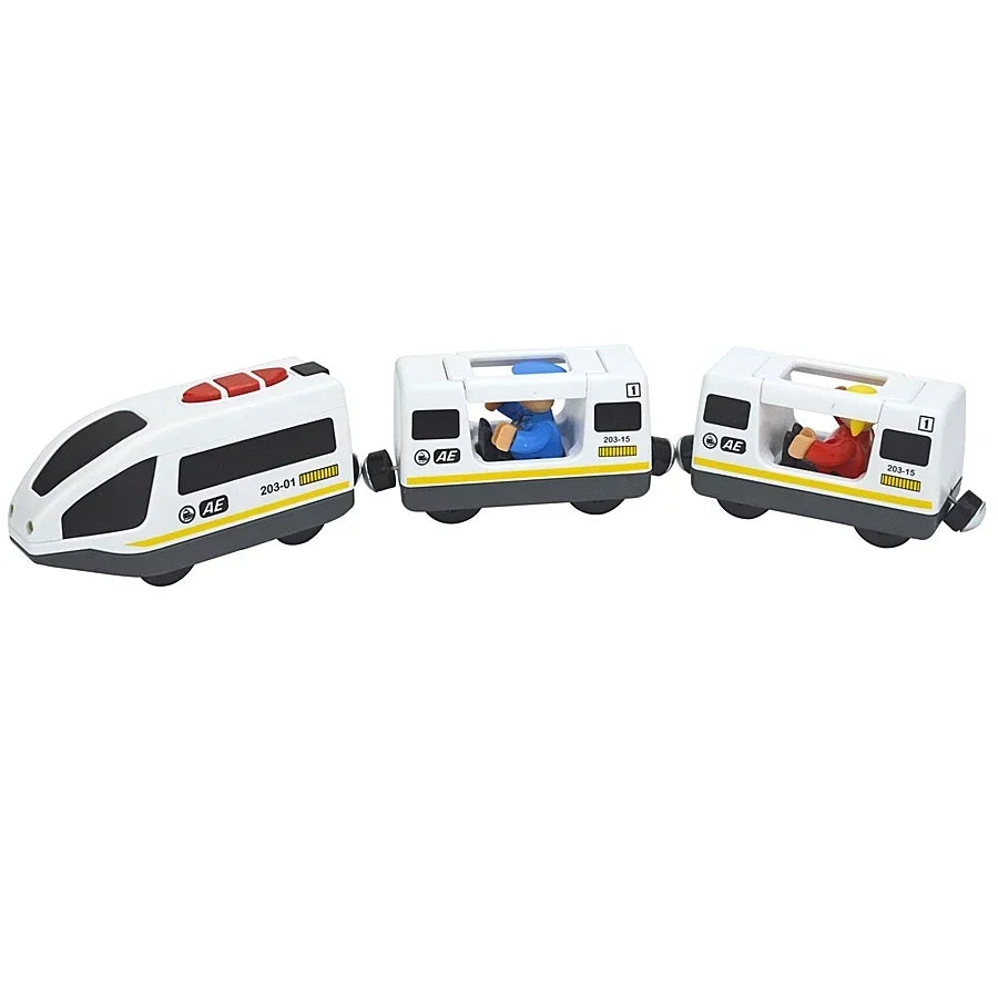 Wooden Locomotive Magnetic Electric Car Train Toys