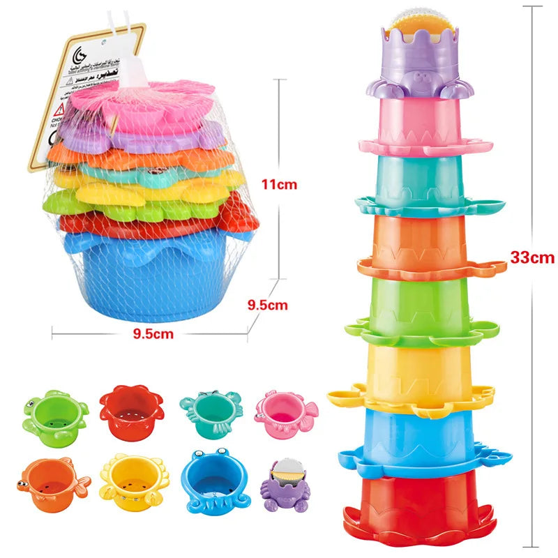 Stacking Cup Bath Toys for Kids Colorful Folding Boat