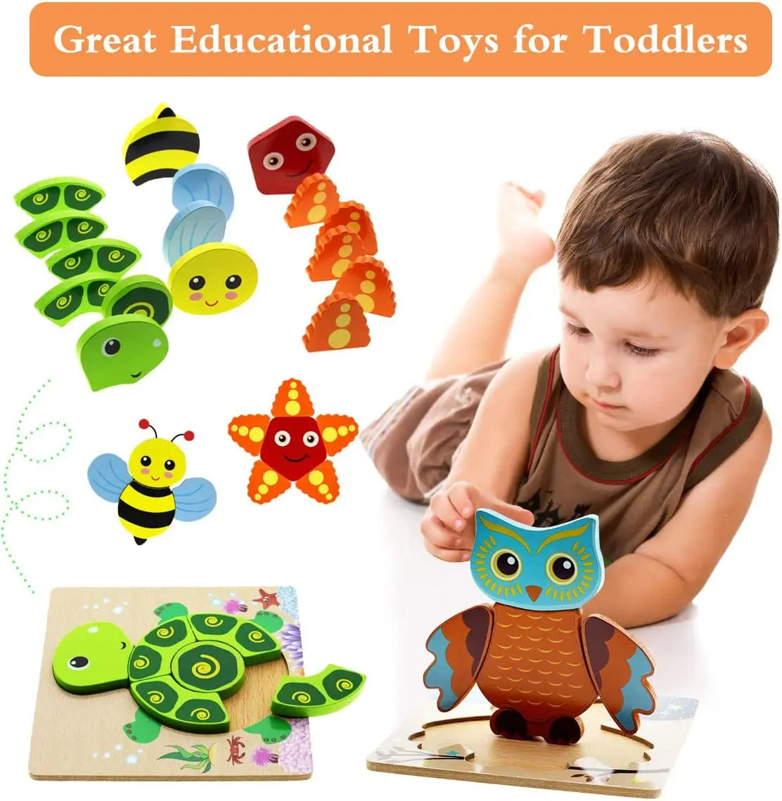 Montessorri Wooden Toy 3D Puzzle Cartoon Animals