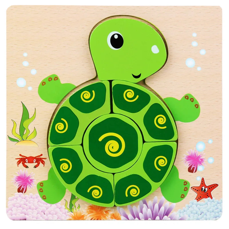 Montessorri Wooden Toy 3D Puzzle Cartoon Animals