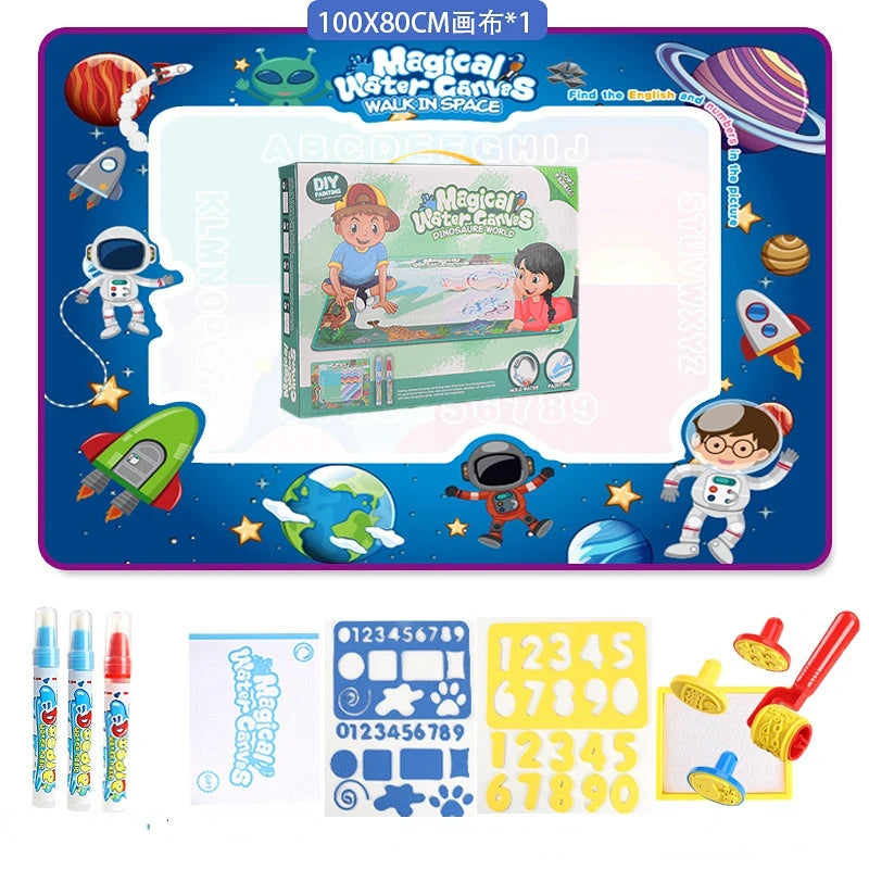 Magic Water Drawing Mat Coloring Doodle With Reusable Magic Pens (100x80CM)