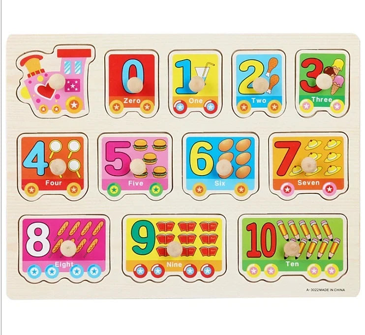 Baby Toys Montessori Wooden Puzzle Hand Grab Board