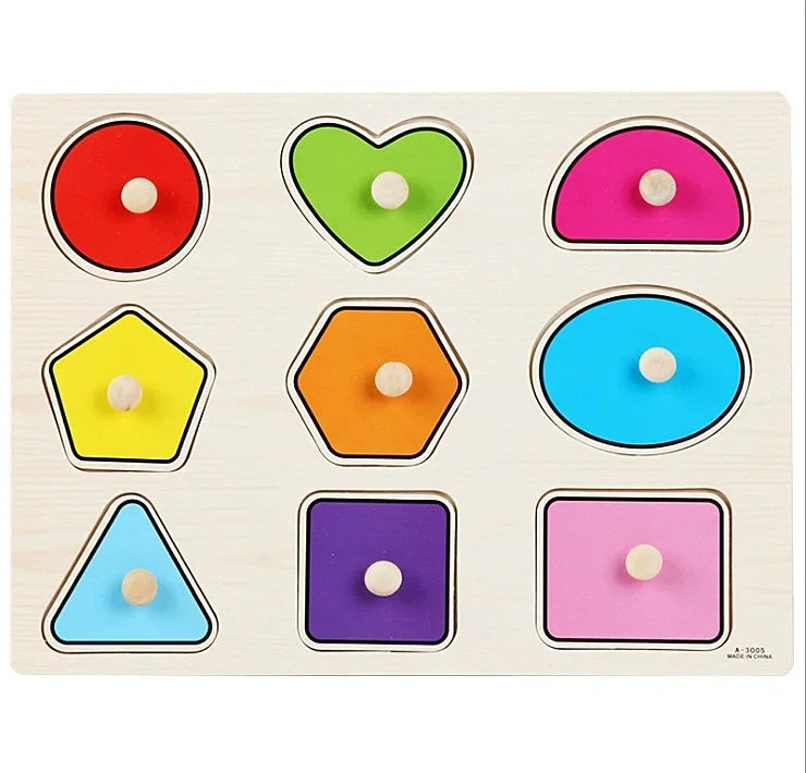 Baby Toys Montessori Wooden Puzzle Hand Grab Board