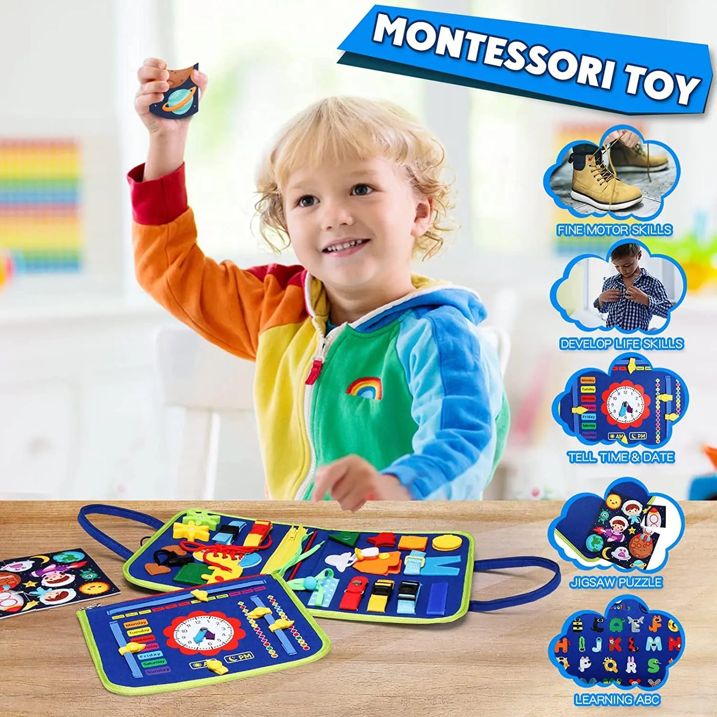 Montessori Toys Busy Board Sensory Activity Developing Board