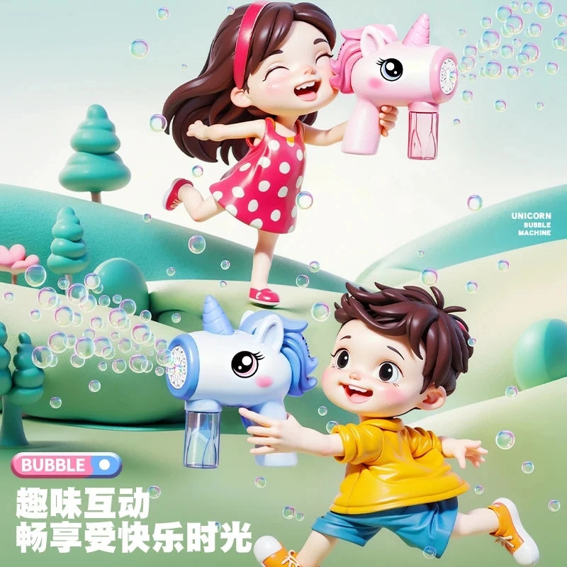 Unicorn electric bubble gun, toy bubble machine