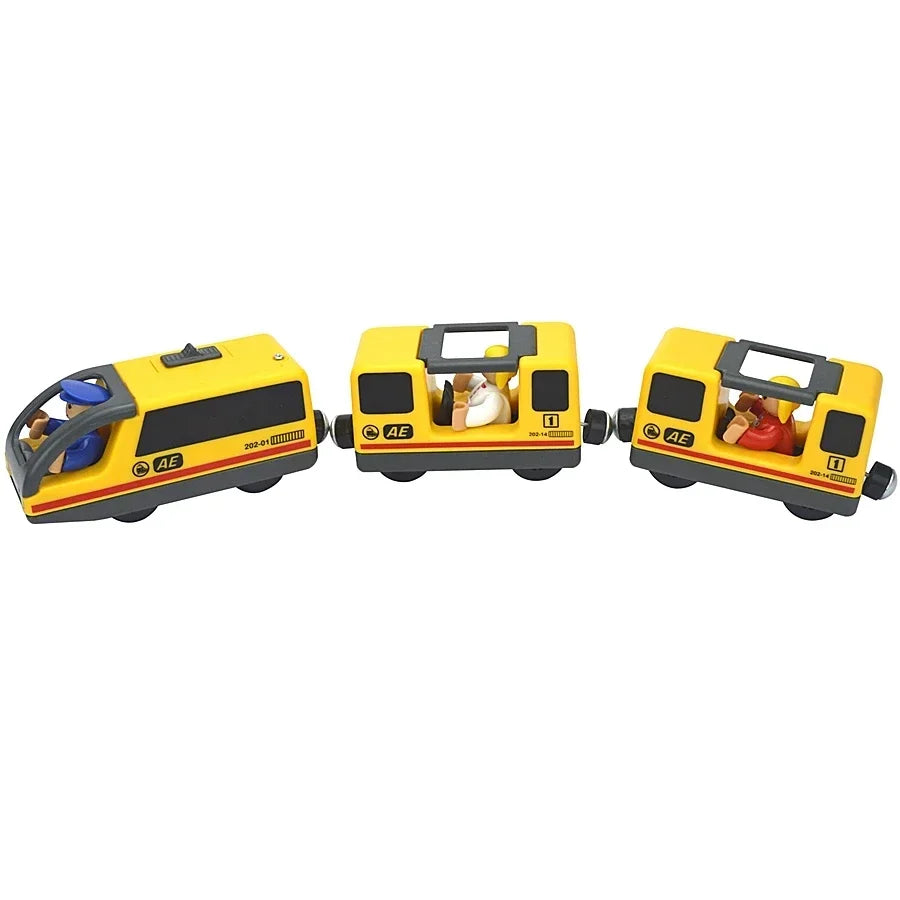 Wooden Locomotive Magnetic Electric Car Train Toys