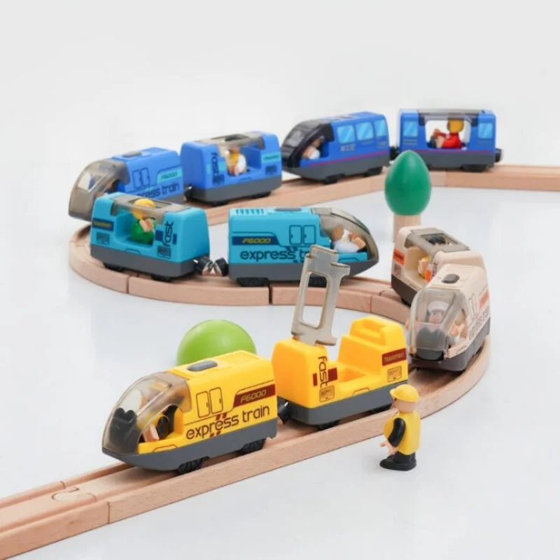 Wooden train track Locomotive Electric Train Set