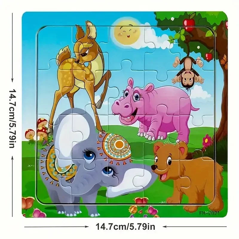 Wooden 3d Puzzle Cartoon Animal Vehicle Jigsaw