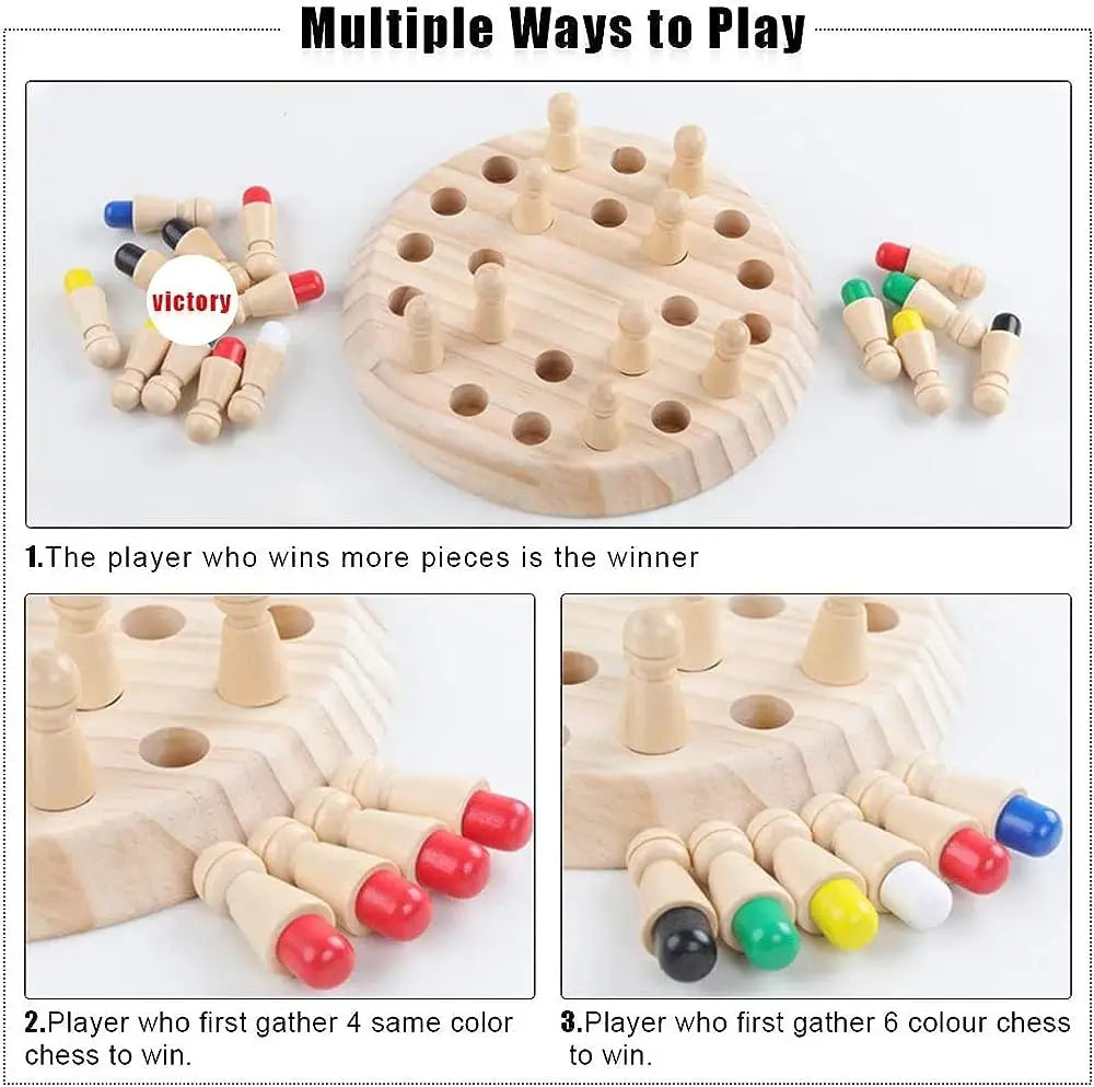 Wooden Memory Match Stick Chess Color Game Board