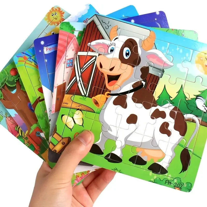 Wooden 3d Puzzle Cartoon Animal Vehicle Jigsaw