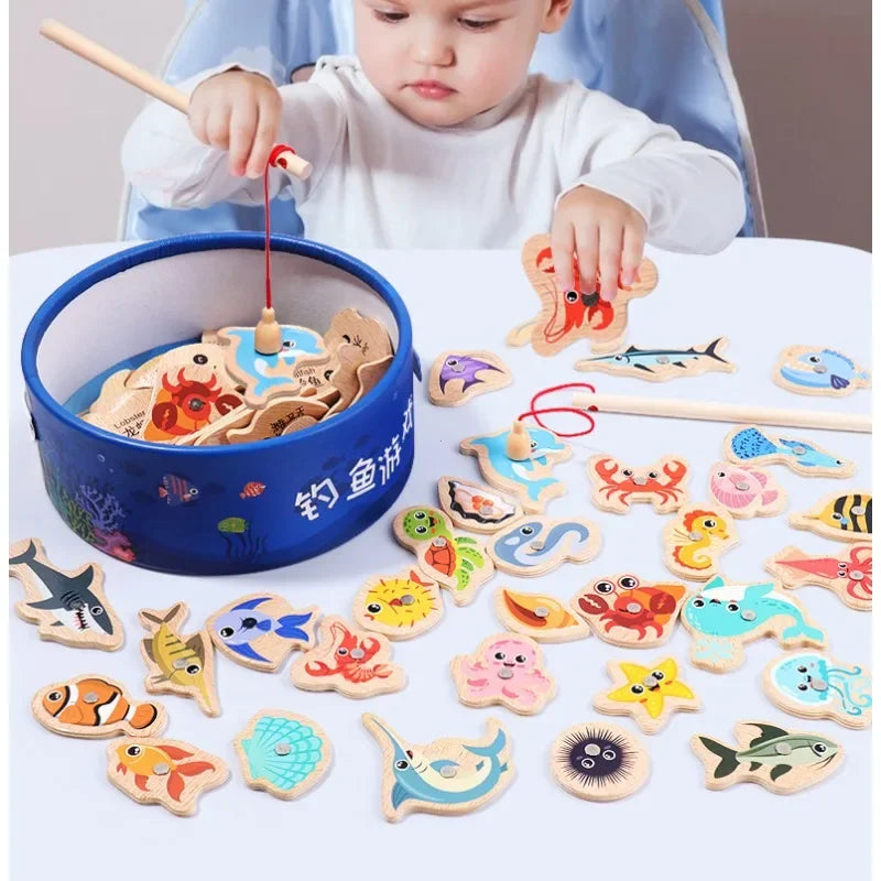 Montessori Wooden Fishing Toys For Children