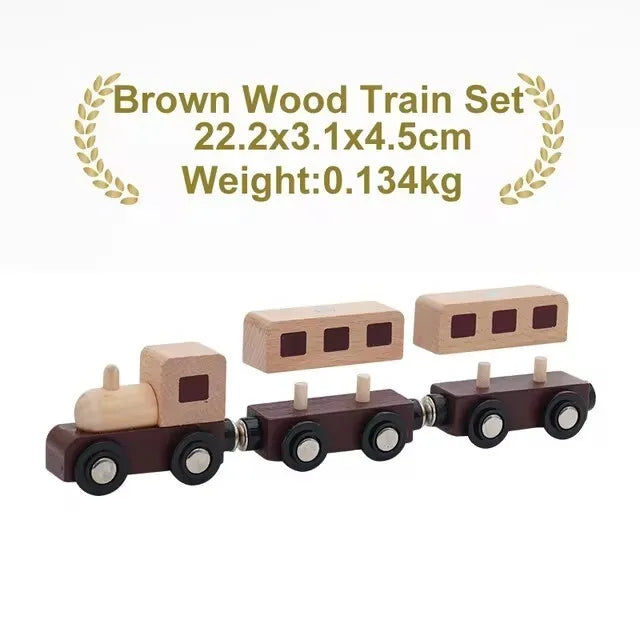 Wooden Magnetic Train Car Locomotive Ambulance Fire Truck Wood Railway Accessories