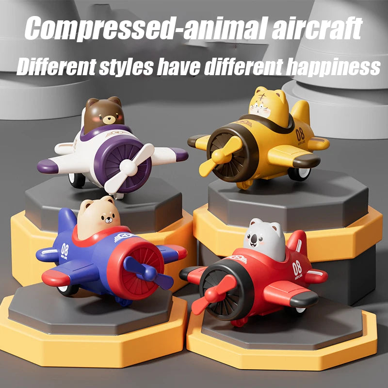 Baby Toys Press Forward Animal Cartoon Airplane Model