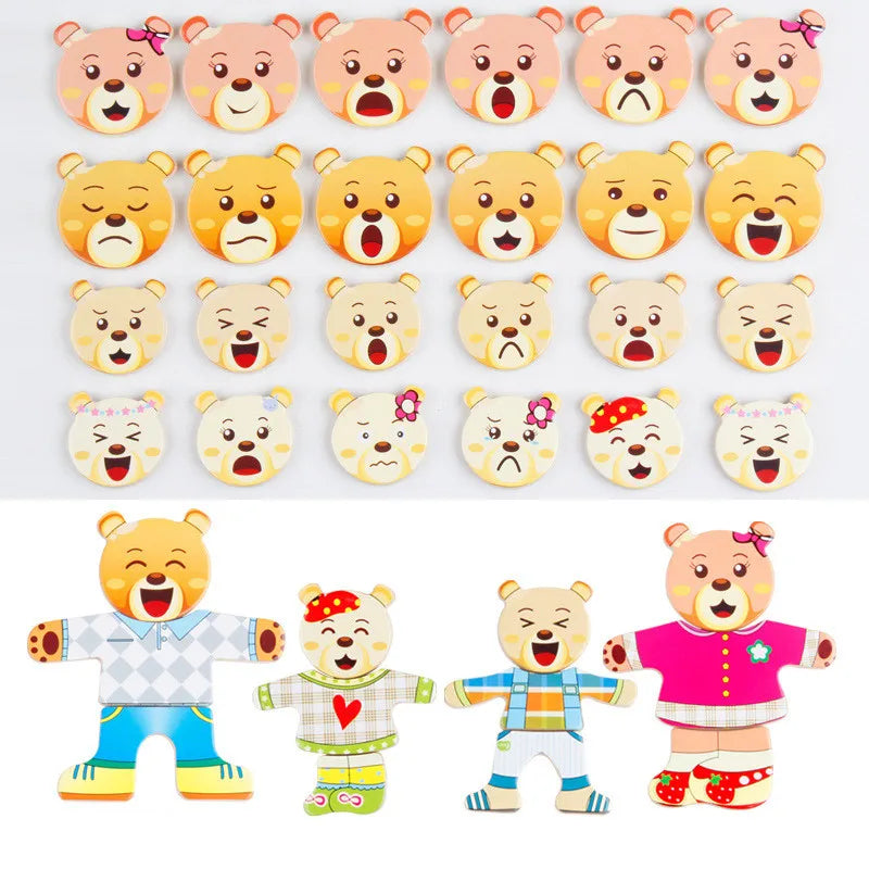 Cartoon Change Clothes Kids Early Educational Wooden Toy Jigsaw Puzzle