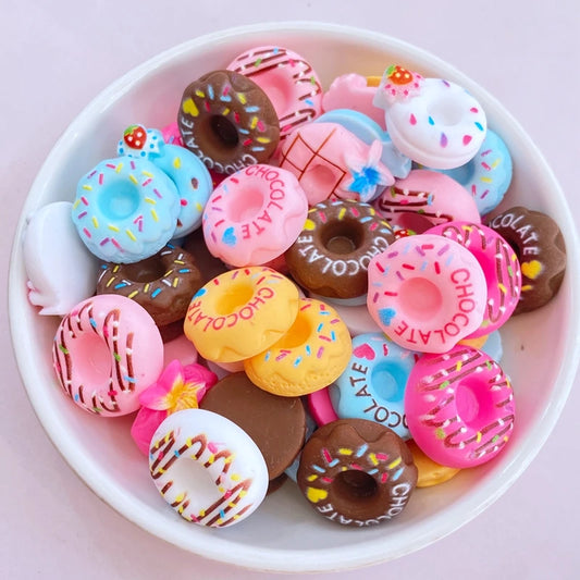 Cute Mini Lovely Doughnut Bread Flat Back Resin