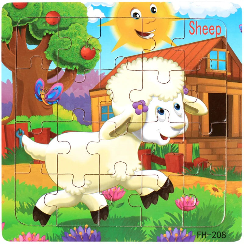 Wooden 3d Puzzle Cartoon Animal Vehicle Jigsaw