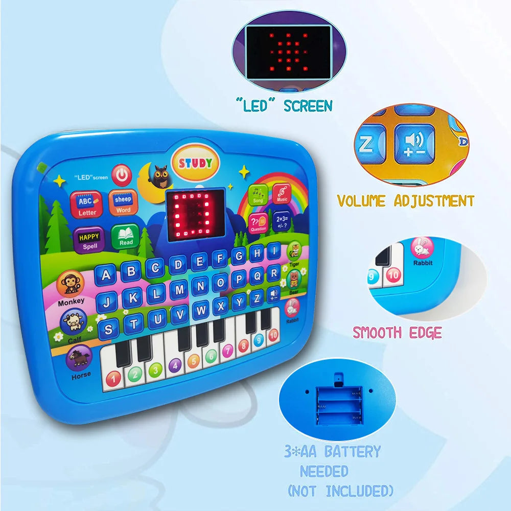 Kids’ Education Tablet Toy, Age 3+ Literacy Math Music Learning, Doubles as Electronic Keyboard, Birthday Christmas Gift