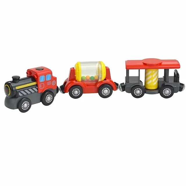 Wooden Locomotive Magnetic Electric Car Train Toys