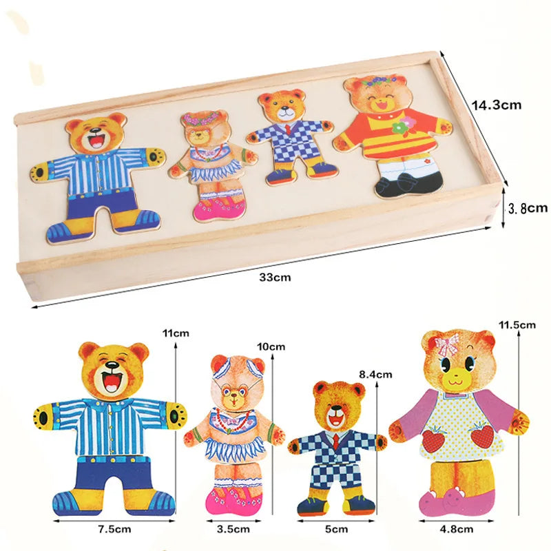 Cartoon Change Clothes Kids Early Educational Wooden Toy Jigsaw Puzzle