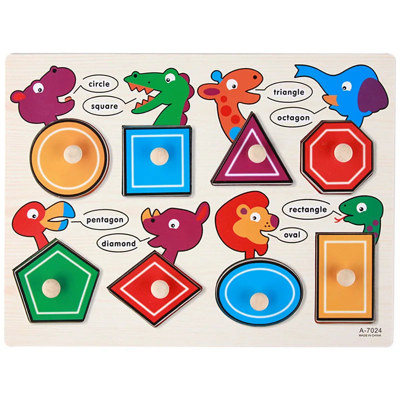 Baby Toys Montessori Wooden Puzzle Hand Grab Board