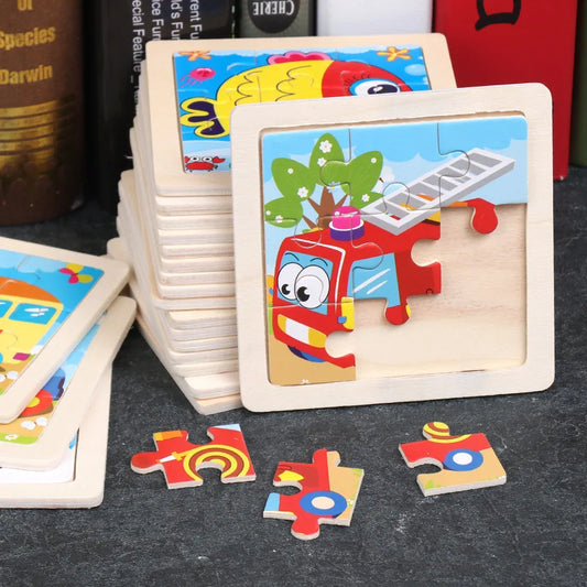 Small Wooden Jigsaw Puzzles For Kids Animals Vehicles