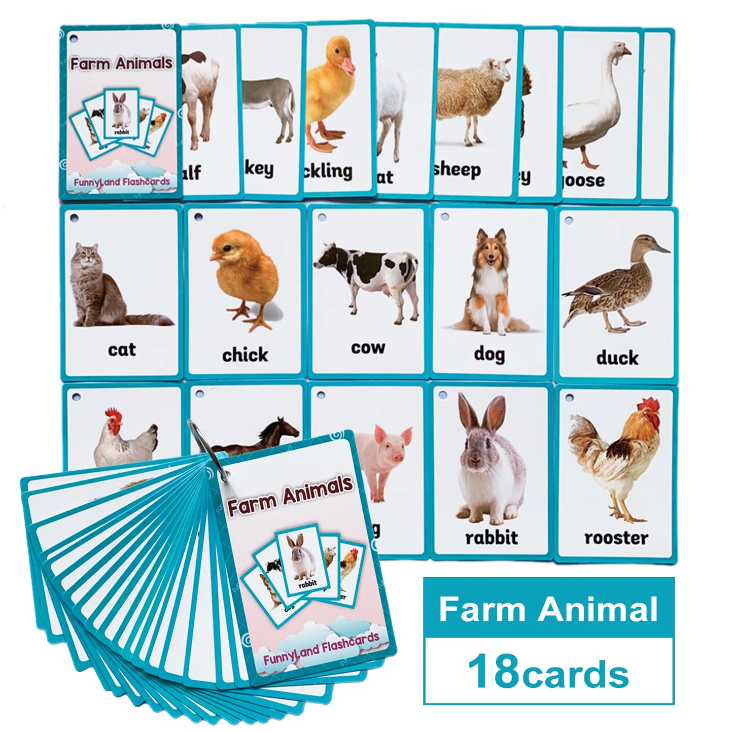 Kids Montessori Baby Learn English Word Card Flashcards Cognitive Educational Toys Picture Memorise Games Gifts for Children