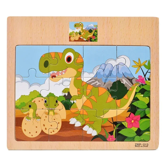 Wooden Jigsaw Puzzle Kids Cartoon Animals Traffic Car