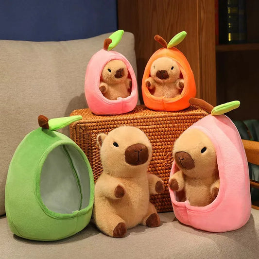 Capybara plush toys living in the fruit hut