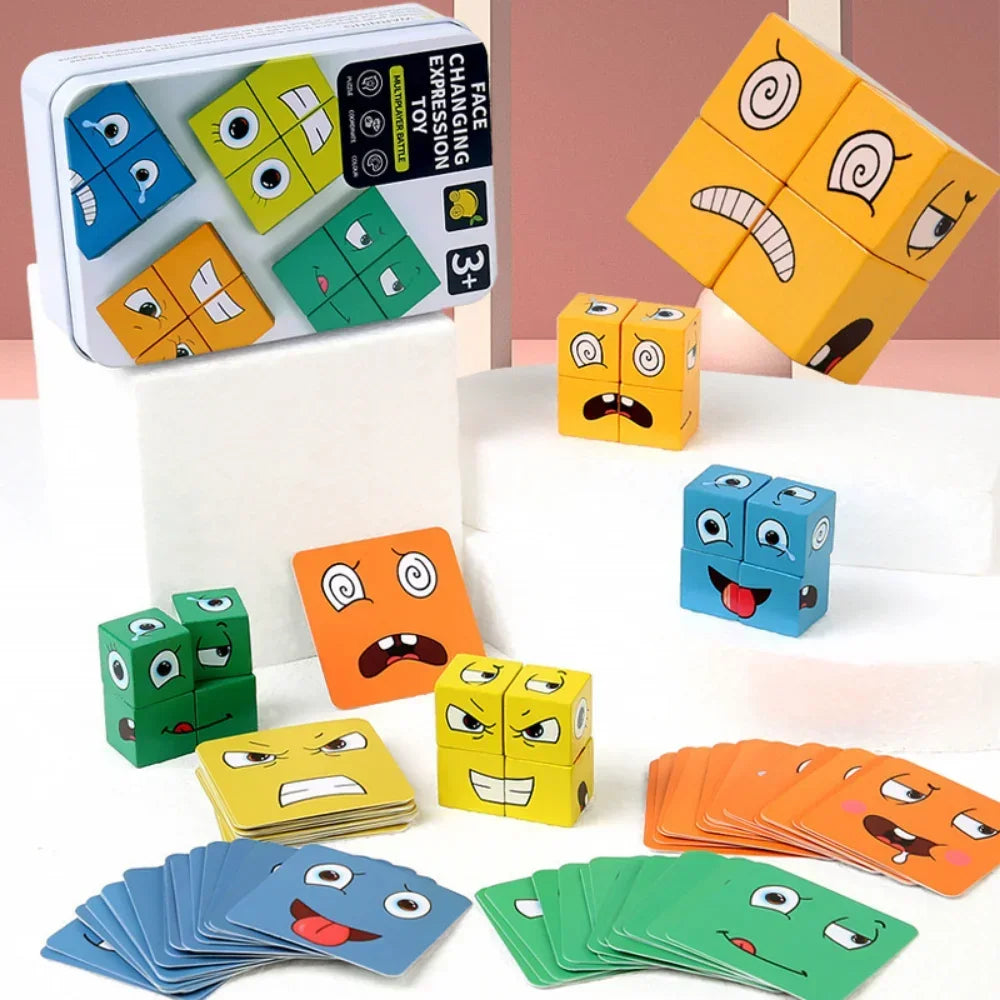 Cube Face Changing Building Blocks Board Game Wood