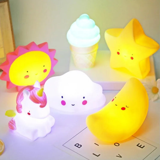 Led Night Light Baby Room Decoration Bed Stars Moon Clouds