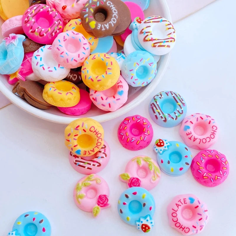 Cute Mini Lovely Doughnut Bread Flat Back Resin